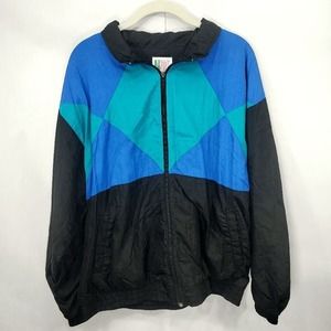 BOLO Spirit Black/Blue/Green Lined Windbreaker Unisex Large